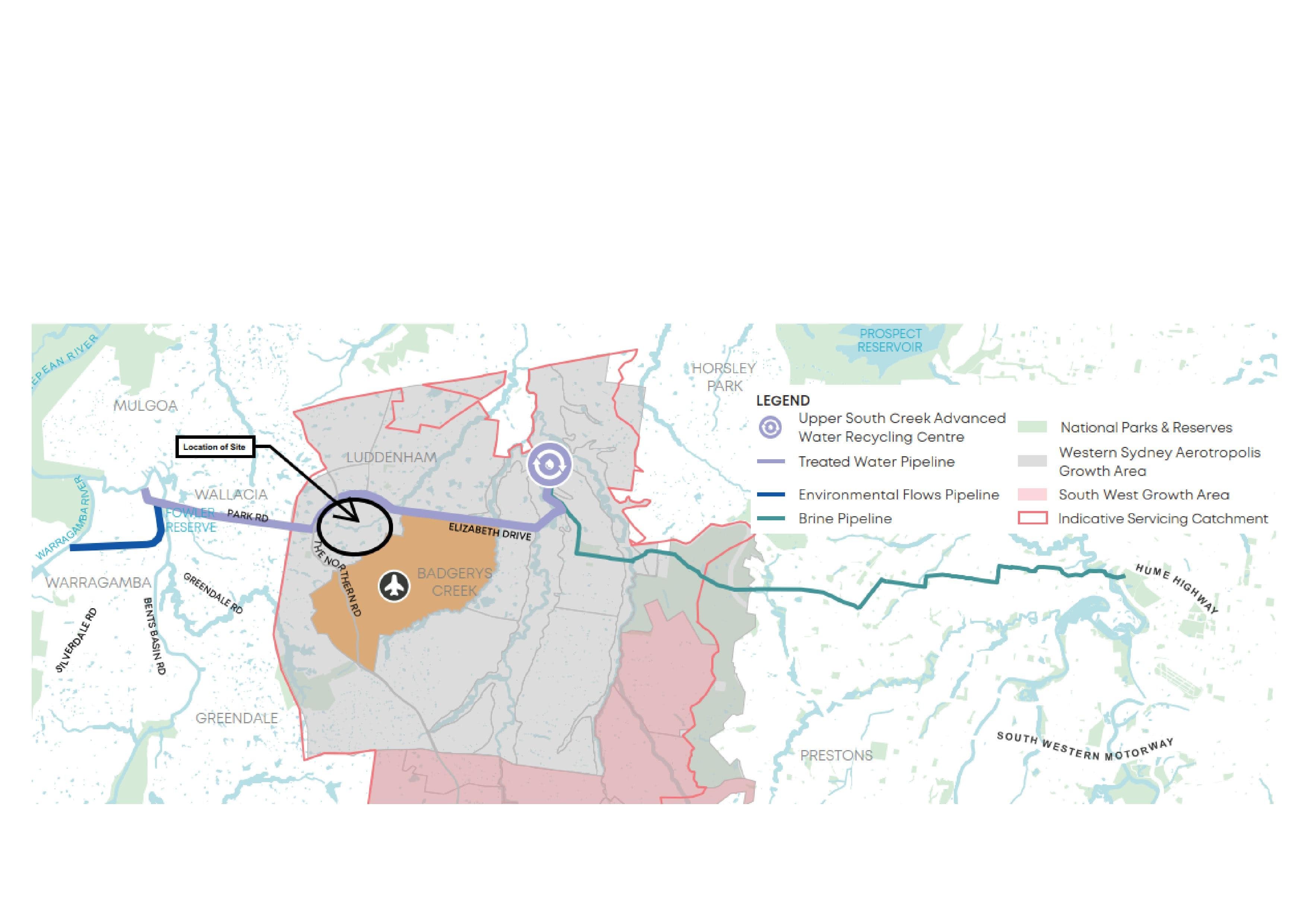 Location of recycled wastewater line along Elizabeth Drive